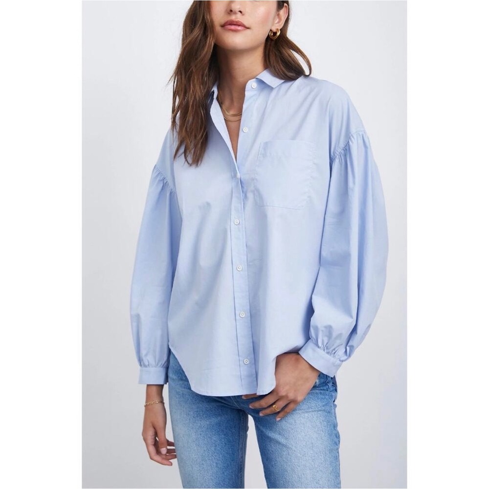 Rails Janae Blue Jay Button‎ Up Shirt Womens XS Cotton Lyocell Long Sleeve